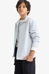 DeFacto Overshirt Fit Polo Collar Printed Long Sleeve Shirt Boy - Image 6