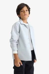 DeFacto Overshirt Fit Polo Collar Printed Long Sleeve Shirt Boy - Image 7
