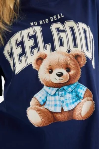 DeFacto 100% Cotton Oversized Teddy Bear T-Shirt - Image 4