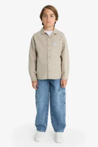 DeFacto Oversize Wide Fit Polo Neck Long Sleeve Shirt Boy - Image 5