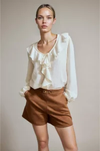 DeFacto Accessory Detailed Suede Shorts - Image 3