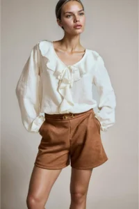 DeFacto Accessory Detailed Suede Shorts - Image 4