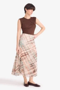 DeFacto Pencil Patterned Normal Waist Lined Chiffon Midi Skirt - Image 2