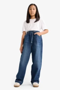 DeFacto Wide Baggy Fit Elastic Waist Jean Trousers Girl