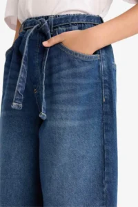 DeFacto Wide Baggy Fit Elastic Waist Jean Trousers Girl - Image 4