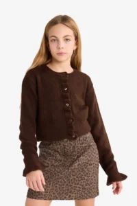 DeFacto Girls' Crew Neck buttoned Cardigan - Image 3