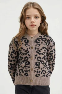 DeFacto Leopard Patterned buttoned Cardigan Girls' - Image 2