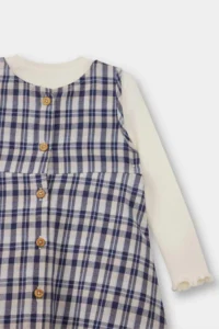DeFacto Set of 2 Long Sleeve T-Shirt Checked Dress Baby Girl - Image 5