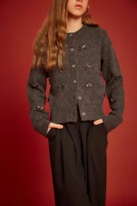 DeFacto Crew Neck Bow Buttoned Cardigan Girl - Image 3