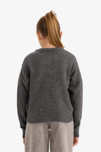 DeFacto Crew Neck Bow Buttoned Cardigan Girl - Image 6