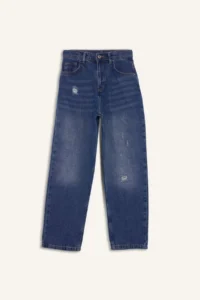 DeFacto Loose Fit Ripped Detailed Straight Leg Jean Trousers Boy - Image 3