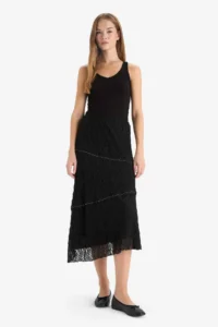 DeFacto A Cut Normal Waist Lace Midi Skirt