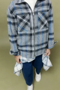 DeFacto Polo Neck Plaid Patterned Zipper Flannel Jacket Boy - Image 3