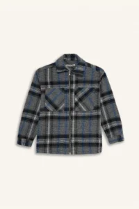 DeFacto Polo Neck Plaid Patterned Zipper Flannel Jacket Boy - Image 5