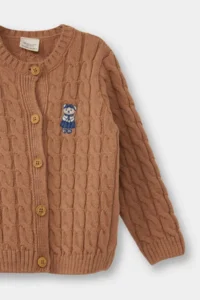 DeFacto Bear Printed Crew Neck Cardigan Baby Girl - Image 2