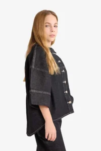 DeFacto buttoned denim Jacket Girls' - Image 3