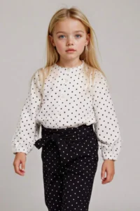 DeFacto Polka Dot Raglan Sleeve Poplin Long Sleeve Shirt Baby Girl