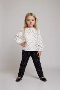 DeFacto Polka Dot Raglan Sleeve Poplin Long Sleeve Shirt Baby Girl - Image 2
