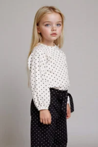 DeFacto Polka Dot Raglan Sleeve Poplin Long Sleeve Shirt Baby Girl - Image 3