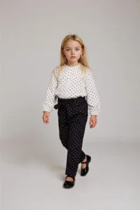 DeFacto Wide Leg Polka Dot Straight Leg Poplin Trousers for Baby Girl
