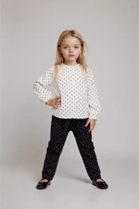 DeFacto Wide Leg Polka Dot Straight Leg Poplin Trousers for Baby Girl - Image 2