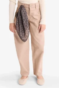 DeFacto Baggy Fit Leopard Scarf Detailed Gabardine Trousers Girls - Image 3