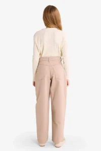 DeFacto Baggy Fit Leopard Scarf Detailed Gabardine Trousers Girls - Image 4