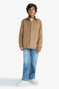 DeFacto Polo Neck Corduroy Long Sleeve Shirt Boy - Image 2