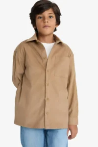 DeFacto Polo Neck Corduroy Long Sleeve Shirt Boy - Image 3