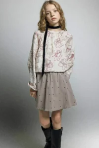 DeFacto Flower Patterned Oxford Long Sleeve Blouse Girls