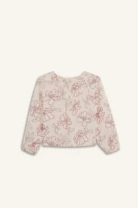 DeFacto Flower Patterned Oxford Long Sleeve Blouse Girls - Image 6