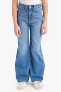 DeFacto 90's Wide Leg Wide Leg Jean Trousers Girls - Image 3