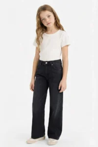 DeFacto Straight Wide Wide Leg Jean Trousers Girl