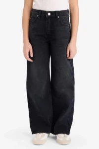 DeFacto Straight Wide Wide Leg Jean Trousers Girl - Image 3