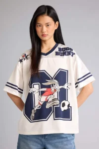 DeFacto Looney Tunes Oversized V-Neck Printed Short Sleeve T-Shirt - Image 3
