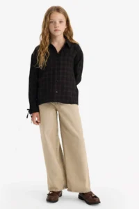 DeFacto Checkered Long Sleeve Shirt Girls' - Image 2
