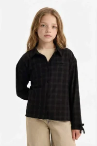 DeFacto Checkered Long Sleeve Shirt Girls' - Image 3