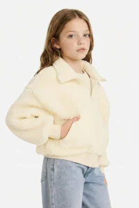 DeFacto High Collar Zippered Fleece Cardigan Girl - Image 4