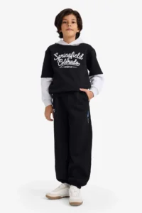 DeFacto Oversize Wide Fit Elastic Waist Printed Sweatpants Boy