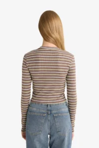 DeFacto Fitted Crew Neck Striped Ribbed Long Sleeve T-Shirt - Image 5