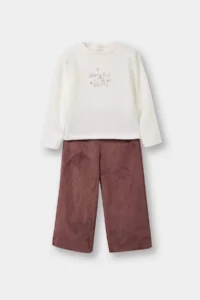 DeFacto Set of 2 Printed Sweatshirts Suede Trousers Baby Girl