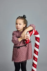 DeFacto New Year's Themed Polka Dot Bow Detailed Long Sleeve Tulle Dress for Baby Girl