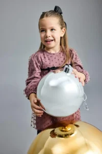 DeFacto New Year's Themed Polka Dot Bow Detailed Long Sleeve Tulle Dress for Baby Girl - Image 3