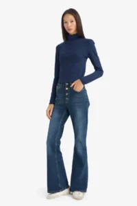 DeFacto Fitted Turtleneck Modal Long Sleeve T-Shirt - Image 2
