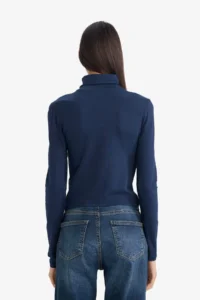 DeFacto Fitted Turtleneck Modal Long Sleeve T-Shirt - Image 5