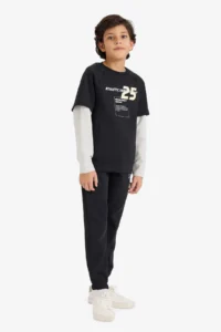 DeFacto Boy's Elastic Waist Printed Skuba Diving Fabric Sweatpants - Image 2