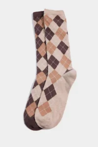 DeFacto Women's 2-Piece Argyle Patterned Cotton Knee-Cuff Socks - Image 2