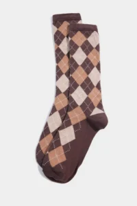 DeFacto Women's 2-Piece Argyle Patterned Cotton Knee-Cuff Socks - Image 4