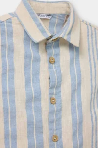 DeFacto Baby Boy Striped Linen Blend Long Sleeve Shirt - Image 2