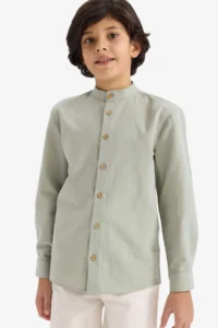 DeFacto Boys' Dog collar Long Sleeve Shirt